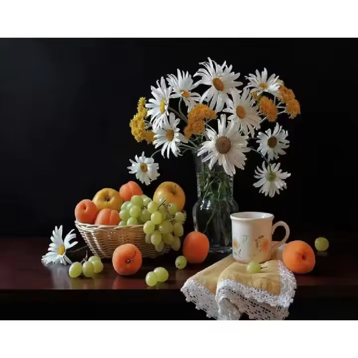 Ruopoty-pintura clásica por números para adultos, dibujo de flores, frutas y verduras, arte de pared hecho a mano, regalo - 1