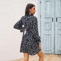Vestido corto de gasa con cuello en V para mujer, Bonito traje elegante y de manga larga con estampado Floral, novedad - details 5
