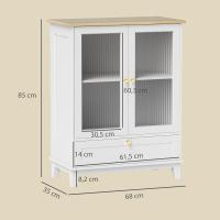Aparador de Vidrio de 2 Puertas Mueble Ajustable para Sala de Estar y Dormitorio 68x35x85 cm - details 2