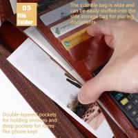 Carpeta de archivos portátil de cuero PU, carpeta de 6 anillas, tarjetero con calculadora, almacenamiento de documentos para cuaderno de hojas sueltas - details 3