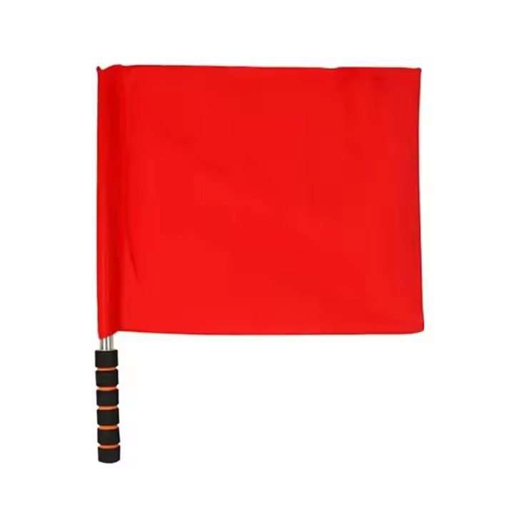 Bandera de árbitro de fútbol, ​​rojo, blanco y amarillo, llamativas banderas de árbitro de alta visibilidad, mango de esponja, ligero - 1