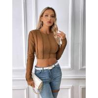 Camisetas de manga larga para mujer, ropa casual, suaves, cuello redondo, elegantes y brillantes, primavera, 2023 - details 7