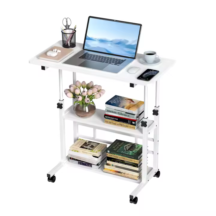 Rcynview Escritorio de Laptop con Ruedas y Ajustable Altura Diseño Industrial Material Madera y Metal Mueble para Oficina y Hogar - 1