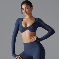 Nuevos deportes de manga larga Fiess para mujer, cuello en V profundo, ajustado, transpirable, estilo Ins, ropa de Yoga al aire libre, Tops cortos - details 24
