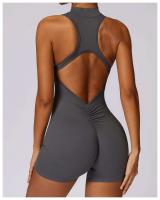 Monos deportivos sin mangas V Back Scrunch Traje de yoga de una pieza con cremallera - details 17