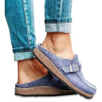 Zapatos Retro sin cordones para mujer, zuecos planos cómodos, informales, talla grande, verano, 2024 - details 7