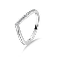 Anillo de Plata de Ley 925 brillante con líneas geométricas simples y circonita blanca, regalo de moda para fiesta de citas y boda para mujeres y niñas - details 0