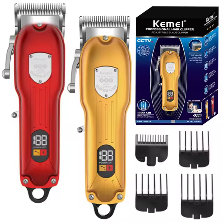 Kemei-cortadora de pelo profesional inalámbrica para hombre, máquina de corte de pelo de precisión, recargable, 10W, 802 - 1
