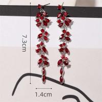 Pendientes de borla de circonita roja para mujer, elegantes pendientes con colgante de cristal rosa, joyas llamativas para fiestas y bodas - details 3
