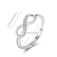 Anillo de plata de ley 925 de 2 g con diseño de infinito de moda, circonita brillante con incrustaciones, joyería ajustable para - details 3
