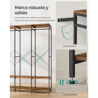 Armario Portátil Plegable Organizador de Ropa con Barras de Colgar Estantes de Almacenamiento con Ganchos Extraíbles Marrón Rústico Tamaño 40 x 94,5 x 180 cm - details 11