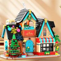 Christmas Gifts Kids Bricks Block Street House View Light of Star Hut Building Blocks Sets Boys and Girls Puzzle Assembling Toys - details 3