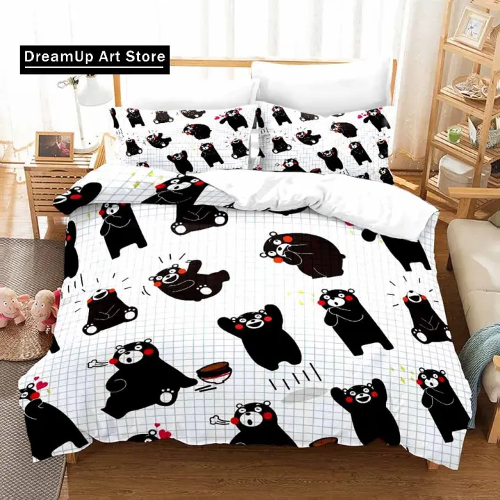 Juego de Ropa de Cama Kumamon 3D Funda de Edredón, Funda de Almohada para Camilla, Camarón, Rey, Para Adultos y Niños Diseño de Cómic de Dibujos Animados - 1