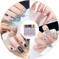 Nail Art Graffiti Pen 12 unids/set Nail Art Graffiti Pen marcador de uñas dibujo líneas abstractas detalle fino diseño Floral herramientas de pintura de uñas impermeables - details 6