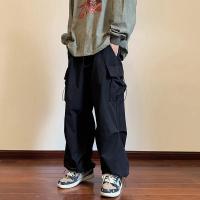 Pantalones Casuales de Primavera 2025 Cintura Elástica, Color Sólido, Múltiples Bolsillos, Estilo Suelto para Hombres y Mujeres - details 0