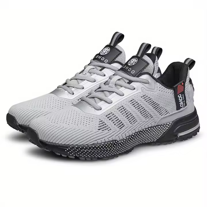 CLOHOO Zapatillas de deporte de punto transpirables para hombre con suela MD acolchada gruesa: comodidad para todas las estaciones, detalles en verde neón/negro, tracción duradera para deportes y uso casual, calzado cómodo, diseño de zapato elegante, - 1