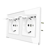 Enchufe europeo con Tomas de corriente, Enchufe exterior eléctrico con tapa de plástico Impermeable para baño, Marco de cristal - details 0