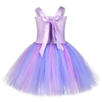 Vestido de sirena para niñas, vestido de fiesta de princesa de Halloween, falda tutú de tul de malla arcoíris, escala de pez de lentejuelas tres - details 10