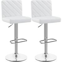 2pcs Taburetes de Bar Altura Ajustable 92-113,5cm Sillas de Bar Asientos Giratorios Diseño Moderno Taburetes Altos Blanco - details 0