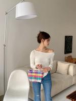 2025 nueva cesta de verduras, bolso de PVC a la moda de verano, bolso tejido a mano, bolso de mano a rayas de retales, bolsos de playa, monederos y bolsos - details 17