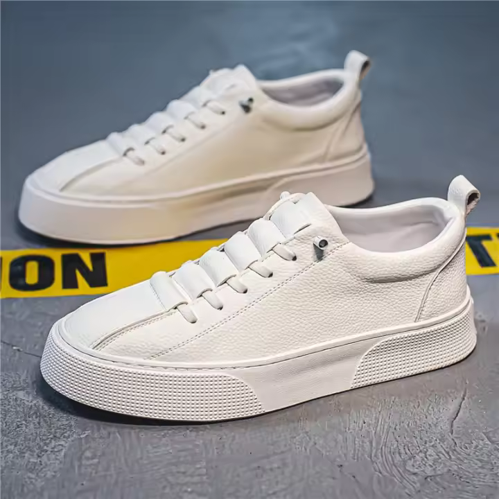 Zapatos Deportivos para Hombre Comodidad en Cuero Plano Moda Blanco Adecuado para Primavera y Otoño - 1