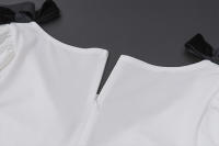 BUNO-Vestido largo con lazo para mujer, prenda de cintura alta, manga corta, elegante, ajustado, para fiesta - details 13