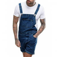 Pantalones cortos de mezclilla para hombres, overoles, mono casual de ajuste holgado - details 3