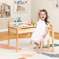 Mesa de Actividades para Niños de Madera Con Silla Escritorio Infantil con Soporte para Papel para Dibujar, Estudiar y Juegar - details 8