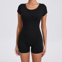 Mono de Yoga ajustado con espalda descubierta para glúteos de melocotón, ropa de ejercicio de baile, levantamiento de cadera, vientre, ropa de Yoga de una pieza de manga corta - details 9