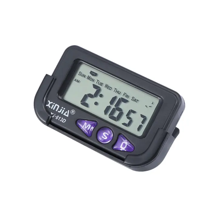 Reloj despertador negro con fecha creativa para coche, cronómetro electrónico Digital automotriz, hora de viaje - 1