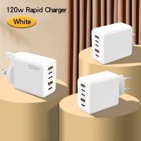 Cargador Rápido 120W,5-Puertos QC3.0+4PD Compatible con iPhone 15,Xiaomi,Samsung,Huawei,Cargador Multi-Puerto Dual USB+Dual Tipo-c - details 4
