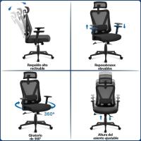 Despacho Respaldo Bloqueable Entre 90 °   y 130 °    Soporte Lumbar Ajustable Malla Transpirable Oficina Estudio Negro - details 4