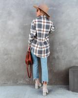 Chaqueta casual de lana con estampado a cuadros de moda de primavera 2025 para mujer - details 6