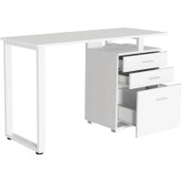 Escritorio Moderno de Madera y Acero 3 Cajones, Porta Ordenador, Diseño de Mesa de Trabajo, 120 x 50 x 75 cm, Decoración para Casa y Oficina - details 31