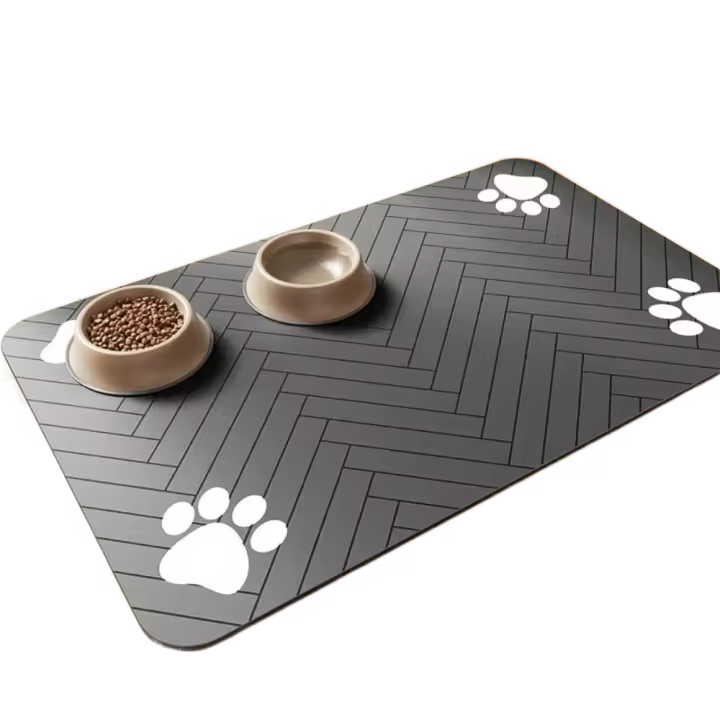 Mantel Individual de secado rápido para alimentación de mascotas, absorbente, impermeable, cuenco de comida para mascotas, alfombrilla antideslizante con respaldo de goma, almohadilla alimentadora para gatos, suministros para mascotas - 1