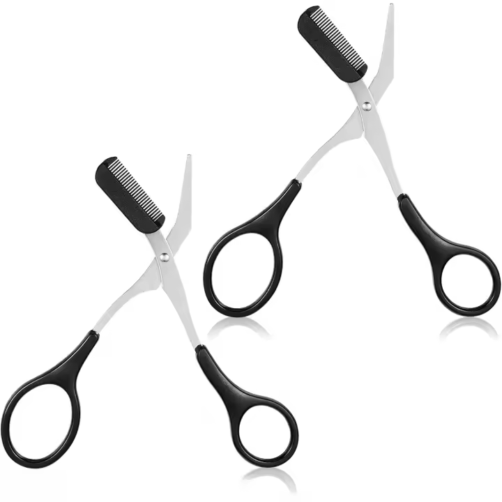Tijeras profesionales de acero inoxidable para cejas, 2 piezas, con peine de plástico - 1