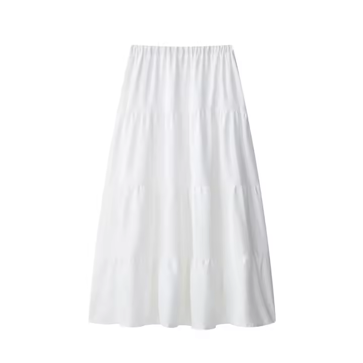 falda acampanada de cintura alta con cintura elástica, falda larga informal que combina con todo, novedad de verano, ropa de mujer - 1