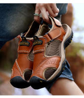 Sandalias clásicas de cuero genuino para hombre, zapatos transpirables de cuero de vaca, sandalias romanas suaves para exteriores, Verano - details 9