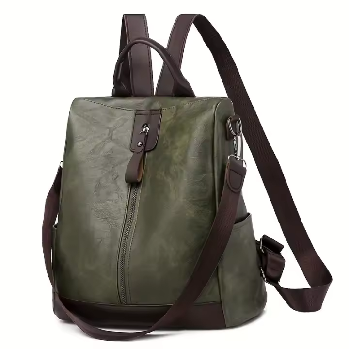 Mochila Retro de cuero PU suave para mujer, bolso de una tira, bolso de viaje corto impermeable antirobo para exteriores - 1