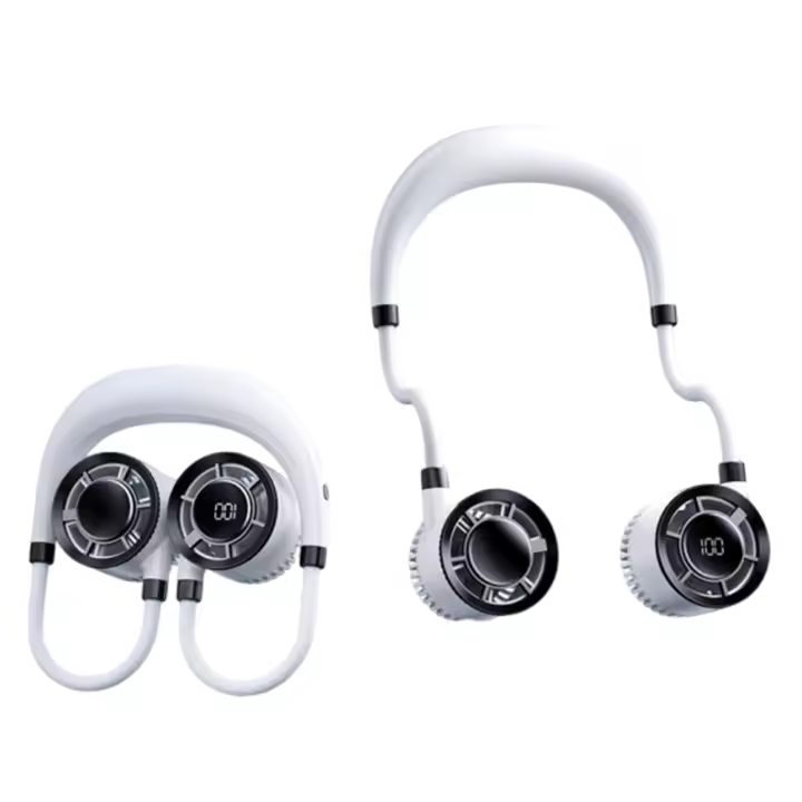 360 °   Ventilador de cuello colgante flexible, súper silencioso, viento fuerte, ventilador portátil con banda para el cuello, ventilador portátil plegable cómodo y seguro - 1