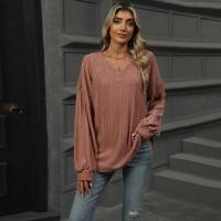 Top para mujer, camiseta holgada lisa con cuello en V, ropa popular coreana elegante de liquidación, años 90 - details 9