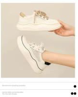 Zapatos deportivos de mujer de piel con suela gruesa y cordones, transpirables y cómodos para caminar. - details 5