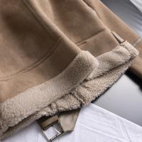Chaqueta gruesa y cálida de piel de oveja para mujer, abrigo corto marrón para motocicleta, chaquetas de piel de oveja sintética, prendas de vestir de invierno - details 23