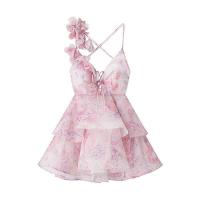 BUNO-Mini vestido estampado de manga acampanada con cuello en V para mujer, vestido plisado de cintura alta, vestido de fiesta de noche de verano, vestido de Club, moda Sexy - details 11