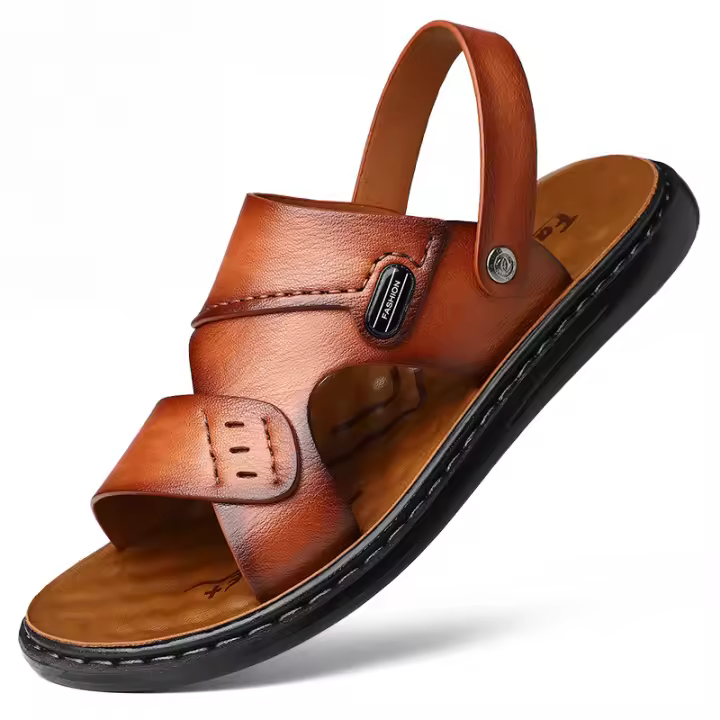 Sandalias2025Nuevas sandalias casuales de fibra ultrafina para hombres, zapatos de playa simples con cojín de látex, zapatos antideslizantes para hombres - 1