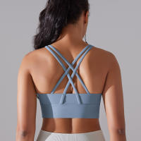 Hamidou-Sujetador de Yoga con espalda cruzada para mujer, ropa interior deportiva absorbente de golpes, correas de hombro cruzadas, Top corto de Fitness, deportes a prueba de golpes - details 29