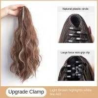 Peluca de cola de caballo con clip de permanente de maíz, extensión de cola de caballo, cola de caballo corta ondulada y rizada ombre, postizo de cola de caballo con clip esponjoso para mujeres - details 9