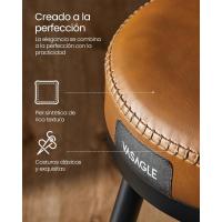 Juego de 2 Taburetes de Bar, Sillas Giratorias de Barra con Respaldo, Cuero Sintético con Costuras, - details 3