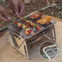 Estufa de leña para acampar, plegable con soporte para olla, parrilla portátil de acero inoxidable, estufa para mochilero para senderismo y Picnic - details 2