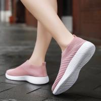 Zapatos de calcetines transpirables para mujer, zapatillas deportivas suaves para caminar, zapatos planos cómodos informales a la moda, color azul - details 8
